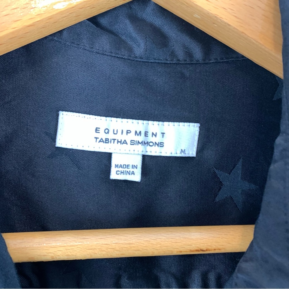 Equipment X Tabitha Simmons Black Star Dress Satin Button Down Shirt Size Medium - Picture 10 of 13